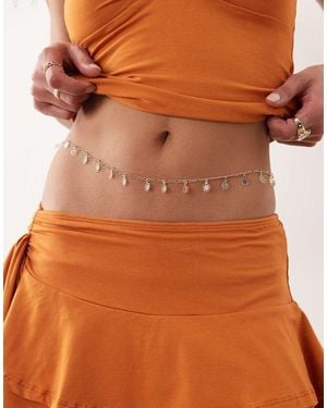 ASOS Belly Chain With Mini Flower Charms - Orange