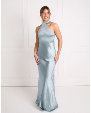 Six Stories – bridesmaid – neckholder-maxikleid aus satin - Blau