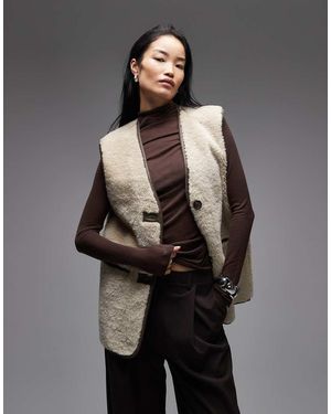 ARKET Oversized Faux Shearling Gilet - Natural
