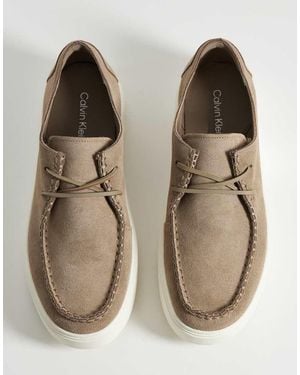 Calvin Klein Jeans Chunky Hybrid Suede Apron Lace Up Shoes - Natural