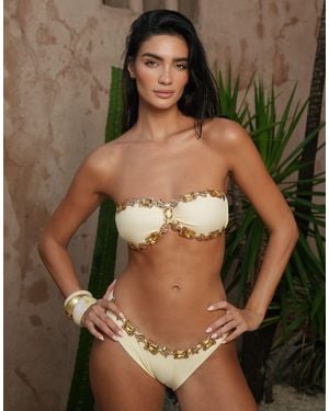 Moda Minx X Zoe Servini Bandeau Bikini Top With Jewel Trim - Green