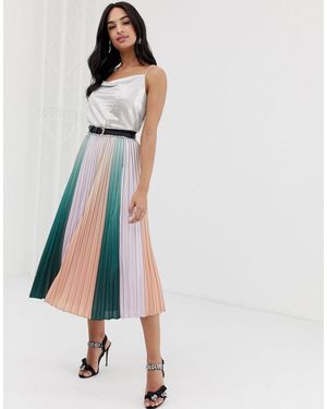 Ted Baker Pleated Striped Midi Skirt - Purple