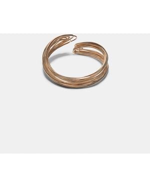 Stradivarius Bracelet rigide en fils métallisés - doré - Blanc