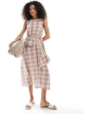 Native Youth Vestito A Quadri Con Volant - Rosa