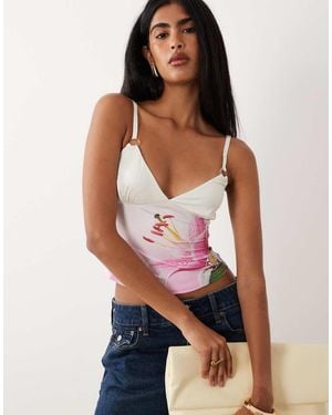 I.AM.GIA Odetta Slinky Diamante Logo Cami Top - Red