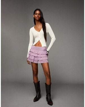 Bershka Ruffled Mini Skirt - Grey
