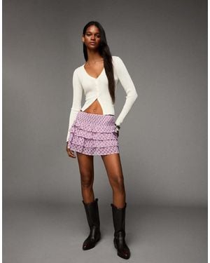 Bershka Ruffled Mini Skirt - Grey