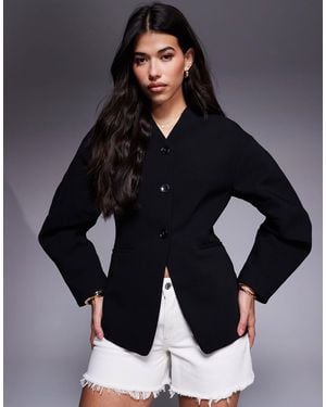 River Island Puff Sleeve Tailored Blazer - Black