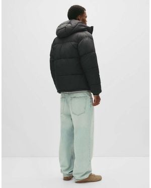 Pull&Bear Puffer Jacket With Hood - Black