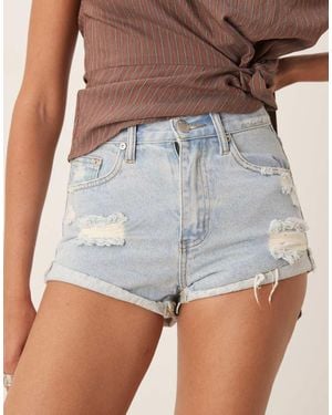 Glamorous Distressed Denim Shorts - Blue