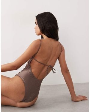 Mango Shimmer Tie Back Swimsuit - Brown