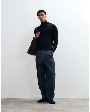 Mango 100% Wool High Neck Knitted Jumper - Blue