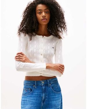 Tommy Hilfiger Crew Neck Cardigan - White