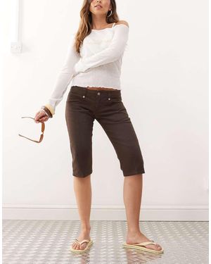Monki Stretch Capri Trousers - Natural