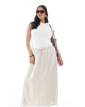 ONLY Maxi Rok Van Linnenmix Met Hoge Taille - Wit