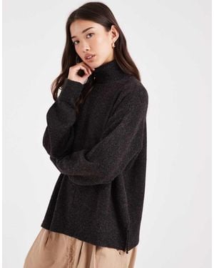 Vero Moda Knitted Roll Neck Jumper With Volume Sleeve - Black