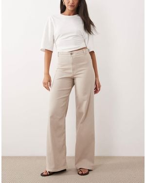 Jdy High Waisted Wide Leg Pants - Natural