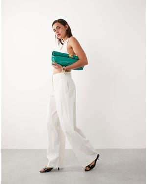 Mango Starring Hailey Bieber Kasha Tailored Barrel Pants - White