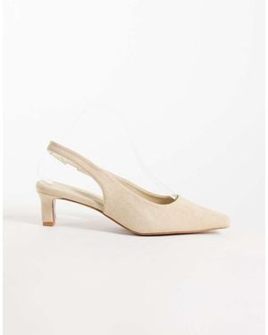 Glamorous Slingback Schoenen Met Kitten Hak - Wit