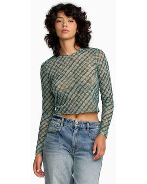 RVCA River Long Sleeve Crop Top - Green