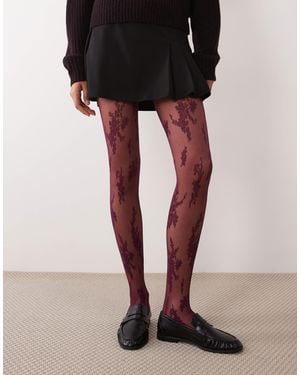 ASOS Strumpfhose mit abstraktem großem blumenmuster aus spitze - Schwarz
