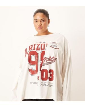 ASOS Asos Design Curve Long Sleeve Skater Tee With Arizona Varsity Graphic - White