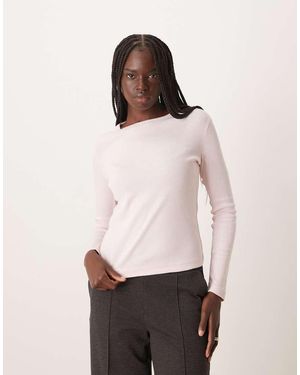 Mango Top Rosa Tenue De Manga Larga 100% De Algodón De