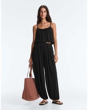 Oysho Modal Blend Balloon Trousers - Black