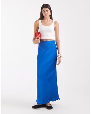 Vero Moda High Waist Satin Maxi Skirt - Blue