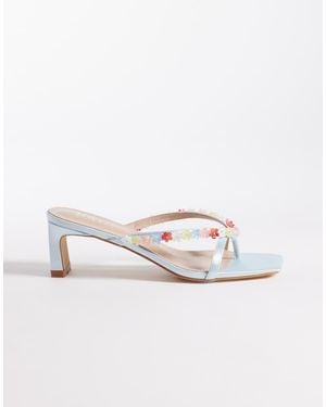 Raid Airlea Kitten Heel Sandals With Flower Applique - White