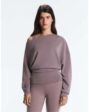 Oysho Asymmetric Neck Sweatshirt With Adjustable Waist And Soft-touch Modal - Purple