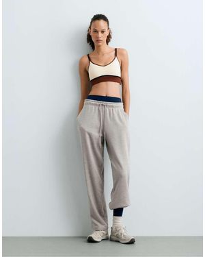 Oysho Cotton-Blend Fleece Joggers - White