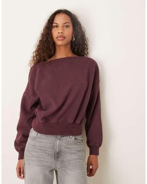 Abercrombie & Fitch Slash Neck Sweatshirt - Purple