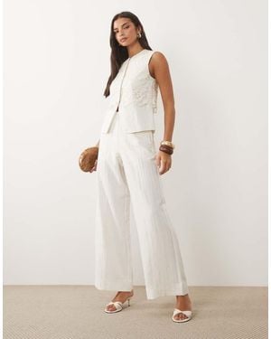 Y.A.S Linen-touch Wide Leg Tailored Trouser Co-ord - Natural