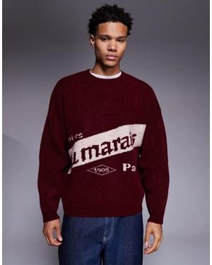 ASOS Oversized Knitted Graphic Sweater - Red