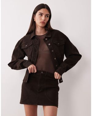 Wanderdoll Alix Denim Seam Detail Mini Skirt Co-ord - Black