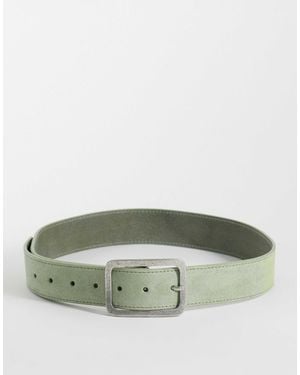 ASOS Gürtel aus wildleder mit eckiger schnalle an taille und hüfte - Grün