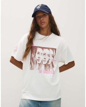 Bershka Hilary Duff Oversize Short Sleeve T-Shirt - White