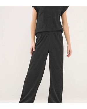 PixieGirl Petite Wide Leg Textured Trousers - Black