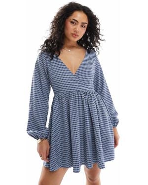 Daisy Street V Neck Mini Dress - Blue