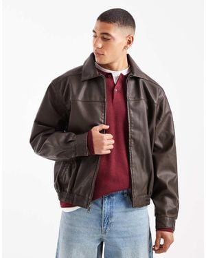 Hollister Vegan Leather Harrington Jacket - Brown