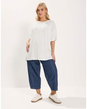 Yours Clothing Woven Panel Oversized T-Shirt - Blue