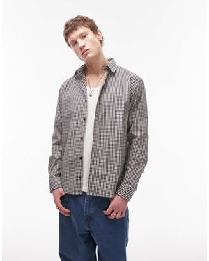 TOPMAN Chemise oversize à carreaux effet grille - moyen - Gris
