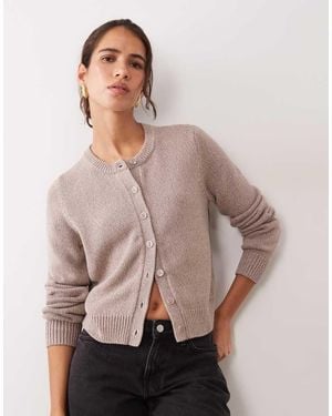 Abercrombie & Fitch Knitted Micro Cardigan - Natural