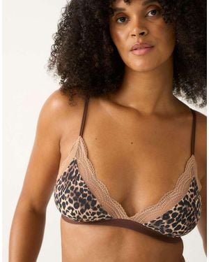 Stripe & Stare Light Lace Triangle Bra - Brown