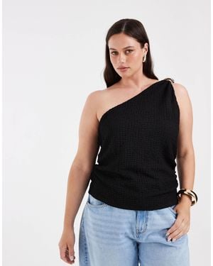 ONLY Top texturé effet froissé asymétrique - Noir