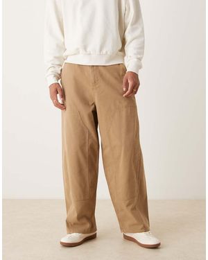 ASOS Pantalones Color Tostado Extragrandes Y Holgados Con Detalles Estilo Carpintero De - Neutro