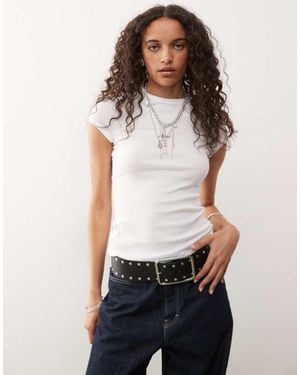 Weekday Slim Fitted Ribbed T-shirt - White