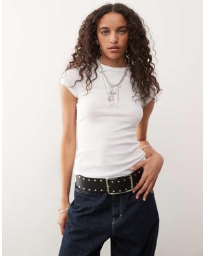Weekday T-Shirt Slim Fit Bianca A Coste - Bianco