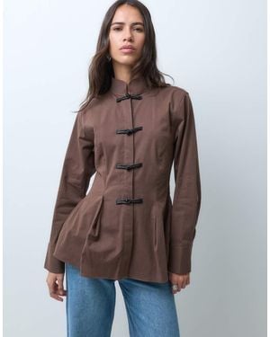 ASOS Camicia Maderine Con Fondo Peplo Color Cioccolato - Marrone